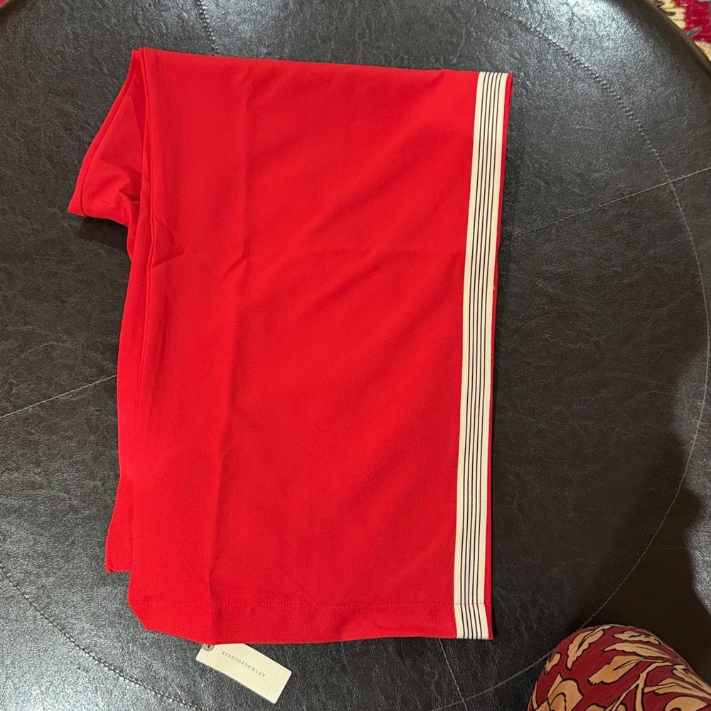 Red pants with Striped Trim
